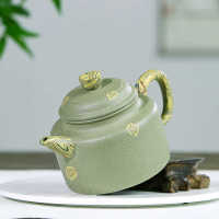 Spot parcel post Yixing Purple Clay Pot Raw Ore Green Clay Dezhong Teapot Handmade Teapot Tea Set Capacity 300 Ml