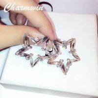 【A dream of stars】 Charmwin ใหม่แฟชั่นต่างหูดาวขนาดใหญ่สำหรับผู้หญิงที่พูดเกินจริง Super Flash Zircon ต่างหูเครื่องประดับ PE1309