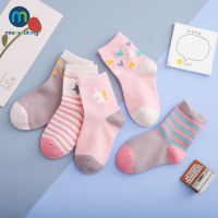 5 PairsLot Unicor Star Strip Cotton Knit Warm Childrens Socks For Girls New Year Socks Kids Womens Short Socks Miaoyoutong