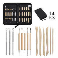 14pcs Polymer Clay Tools Sculpture &amp; Ceramics Tool Set with Canvas Zippered Case for Rock Painting Kit for Sculpture Pottery