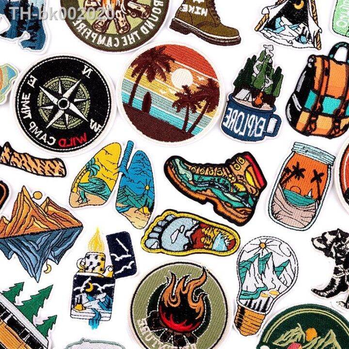 outdoor-embroidered-adventure-patches-on-clothes-for-clothing-thermoadhesive-patches-diy-sewing-round-travel-badges-on-backpack