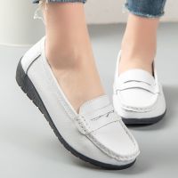 【LZ】 Women Flats Genuine Leather Shoes Woman Platform Casual Soft Womens Loafers Shallow Slip On Shoes Women Nurse Ladies Shoes