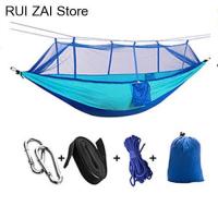 New Portable Outdoor Camping Hammock with Mosquito Net High Strength Parachute Fabric Hanging Bed Hunting Sleeping Swing