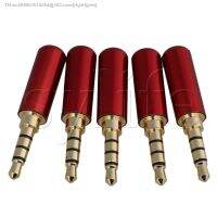 ☄♤ 5 x Copper 3.5mm 4 Pole Male Claret Repair Earphone Jack Plug Connector Solder