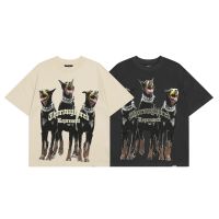 เสื้อยืดแขนสั้นลําลอง ผ้าฝ้าย พิมพ์ลาย Doberman Pinscher แฟชั่นสตรีท สําหรับผู้ชาย และผู้หญิง