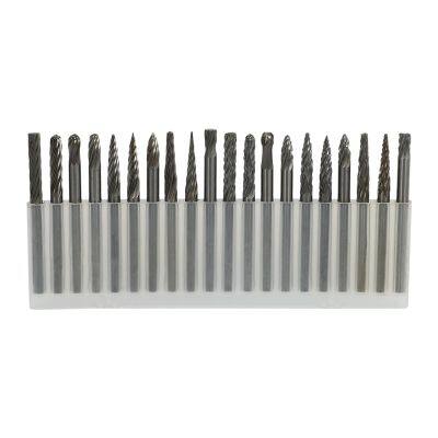 20Pc Full Double Grain Tungsten Carbide Rotary Burr Milling Cutter Milling Cutter Bit Set Mini Drill Rotating Tool Accessories Engraving Drill Bit