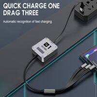 Three-in-One Retractable Charging Cable Portable Lightweight Cord For Cell Phones