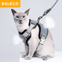 ROJECO ปรับแมวเทียมสำหรับแมวตะกั่วจูงระบายอากาศสะท้อนแสงลูกแมวเทียมเสื้อกั๊กสัตว์เลี้ยงเดินปกอุปกรณ์สัตว์เลี้ยง