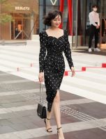 SP211 : Long Sleeve Polka Dot Dress เดรสแขนยาวลายจุด