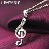 □♗₪ 925 sterling Silver crystal Elegant musical note Pendant Necklace For Women luxury Fashion wedding accessories jewelry gifts