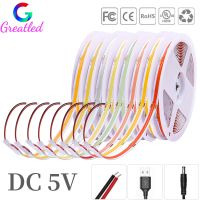 COB LED Strip Light DC5V 320 Ledsm 8มม. ความหนาแน่นสูง Linear Lighting เทปยืดหยุ่น RA90 Warm Natural สีขาวสีแดงสีฟ้าสีเขียวสีชมพู *