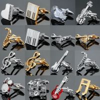 Luxury Man Gold Color Metal Cuff Links Music Buttons Shirt Accessories Wedding Jewelry