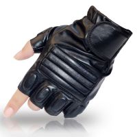 Men Half Finger Black Washable PU Leather Tactical Gym Fighting Glove Army Military Climbing Sport Fitness Cycling Mitten G141