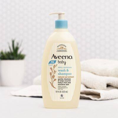 Aveeno Baby Daily Moisture Wash & Shampoo, Oat Extract 532 mL อาวีโน่ สบู่อาบน้ำ และแชมพู สำหรับทารก ขนาด 532 มล. ราคา 690 บาท