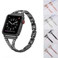 №❆◊ โลหะเพชรสำหรับ Apple watch 45 มม. 44 มม. 42 มม. 41 มม. 40 มม. 38 มม. สร้อยข้อมือสแตนเลสสำหรับ iWatch Ultra 8 7 6 SE 5 4 3 Correa