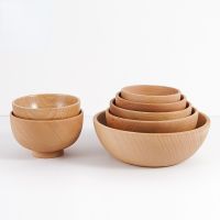 Multi Size Round Wooden Bowls Wooden Rice Soup Bowls Salad Bowls Food Containers Kids Safe Cutlery Wooden Cutlery Noodle Bowls