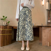 HziriP New Spring Polka Dot Chiffon High Waist Mid-Length A-Line Skirt 2021 Ladies Gentle Korean Casual All-Match Women Skirt