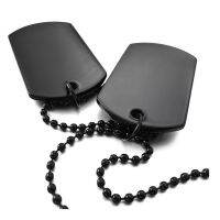 2 PCS Alloy Pendant Black Double Dog Tag plate Army Tribal Style Chain Necklace Man, Woman