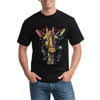 Giraffe T-Shirts Drippy Art Psychadelic 100 Cotton Pure T Shirts Man Short Sleeves Classic Tops Man Custom Couple Tops