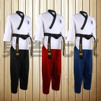 High quality black taekwondo uniform training taekwondo suits embroidery uniforms size 160-190cm