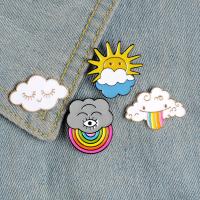 【CW】 Smile cloud Lapel Pin lovely white rainbow dark clouds Brooch sunny cartoon weather mood badge fashion child funny