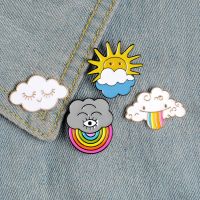 Smile cloud Lapel Pin lovely white cloud rainbow dark clouds Brooch sunny cartoon weather mood badge fashion child funny jewelry