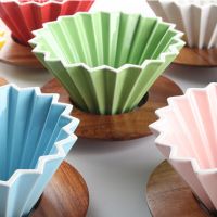 Ceramic Coffee Filter Reusable Filters Coffee Maker with Wood Stand V60 Funnel Dripper Cake Filter Cup Coffee Accessories