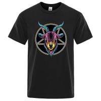 Fivecolored Sheep Head Tshirts Men Creativity T Shirts Cotton Cartoon Loose Street Mens Breathable Gildan