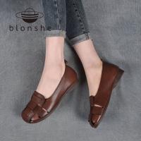 Blonshe รองเท้าส้นเตี้ยลำลองสำหรับผู้หญิง,รองเท้าเกาหลีวินเทจชุดผ้าป่านรองเท้าวินเทจรองเท้าแตะเชือกสานสตรีรองเท้าผ้าใบ INS 092326ใหม่
