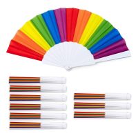 10 Pack Rainbow Folding Fans , Hand Held Pride Fan Gay Pride LGBT Fans for Parties Festival Events Dance Supplies