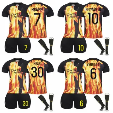 No. 10 Neymar No. 7 Mbappe Black and Gold Football Jersey Set - China Jersey  and Jersey Set price