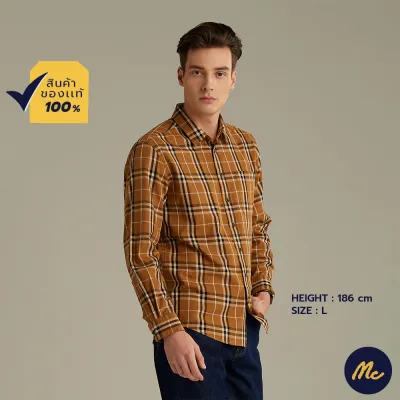 Mc Jeans เสื้อเชิ้ตแขนยาว ผู้ชาย ลายสก็อตสีน้ำตาล MSLZ180