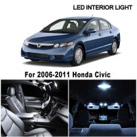 8ชิ้น LED Canbus สีขาวไฟรถยนต์ภายในรถยนต์ชุดสำหรับฮอนด้า Civic 2006-2011แผนที่หีบฝาทรงโค้ง12V โคมไฟป้ายทะเบียน