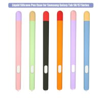 Liquid Silicone Case for Samsung Galaxy Tab S8 Ultra S7 FE Plus Stylus Pen Candy Color Skin Cover Anti-fall Pencil Protector Stylus Pens