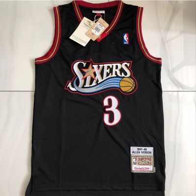 Auction Full Embroidered Jersey NBA Philadelphia 76Ers No.3 Allen Iverson Jersey The Answer Basketball Jersey Casual Wear Vest Sports Top City Jersey Retro Jersey New Jersey Workout Clothes Training Clothes