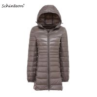 ZZOOI Schinteon S-7XL Women Down Jacket Ultra Light White Duck Down Long Coat Thin Slim Chinese Size Autumn Outwear New Arrival