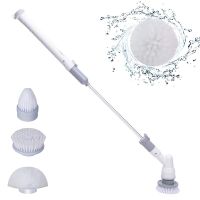 ✐卍๑ Electric Floor Scrubber 360°Cordless Spin Scrubber with 4 Replaceable Brush Heads and Adjustable Extension Handle Retractable