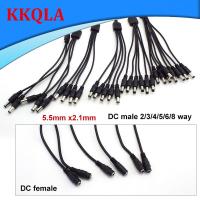 QKKQLA 1 Female to 2 3 4 5 6 8 way Male DC connector Power Supply Splitter Plug adapter Cable cord 5.5x2.1mm for Led strip light cctv c