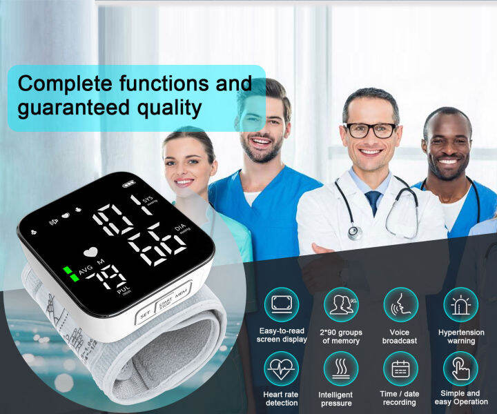 Original Rechargeable LED Wrist Blood Pressure Monitor Voice Broadcast ...