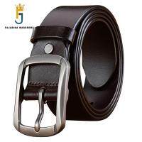 FAJARINA Top Quality 100% Pure Cow Skin Leather Geometry Alloy Pin Buckle Metal Belts Men 38Mm Width Accessories 2019 N17FJ738