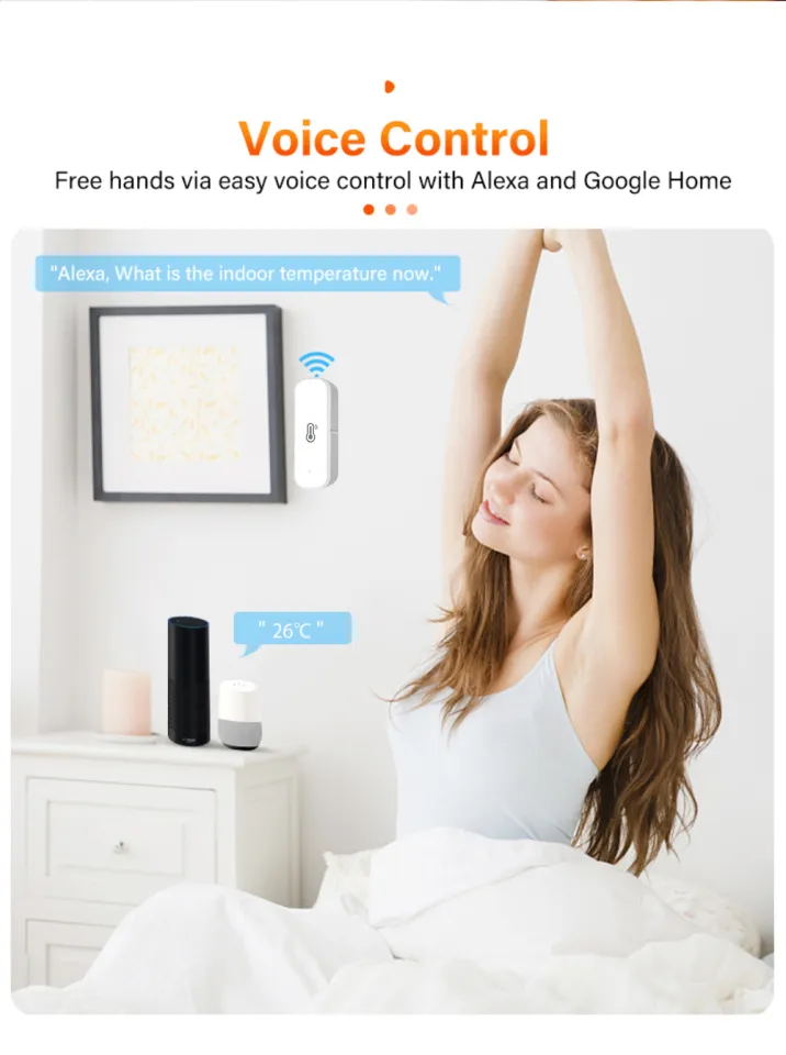 Tuya WiFi Temperature Humidity Sensor Smart Life APP Monitor Smart Home  Work Voice Control For Alexa Google Home No Hub Required | Lazada Singapore