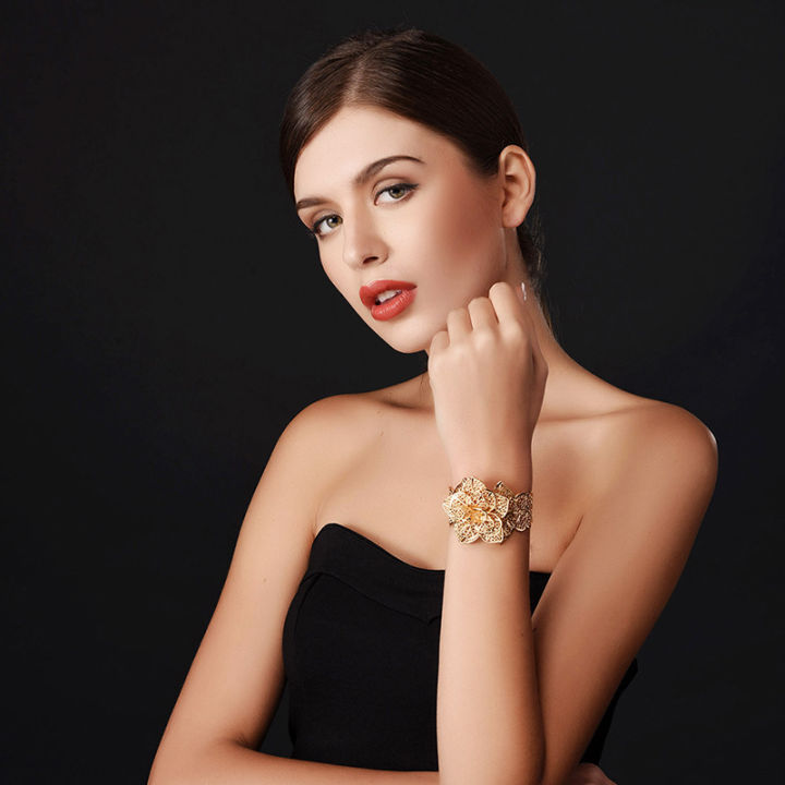 u7-dubai-big-bracelets-cuff-bangles-adjustable-ring-set-gold-exquisite-pattern-flower-jewelry-set-for-women-wedding-gift-s561