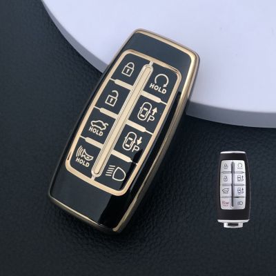 A CWwartCar TPU Key Case Cover Holder For Hyundai Genesis GV70 GV80 GV90 2020 2021 2022 Key Shell Ring Protec Accessories