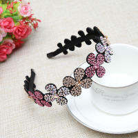 Fashionable Simple and Cute Floral Floral Headwear Ladies Color Rhinestone Nonslip Border Girl Hair Band Hairpin Hair Accessorie