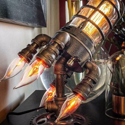 Creative Rocket Light LED Night Light Steampunk Rocket เปิดตัวโคมไฟเปลวไฟ R โลหะ Desktop Decor Home ตารางเครื่องประดับ Gift