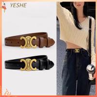 YESHE หนังเทียมนุ่ม เข็มขัดหนังสตรี หัวเข็มขัดสีทอง บางและบาง เข็มขัดออกแบบโดยดีไซเนอร์ วินเทจ การออกแบบตะวันตก เข็มขัดรัดเอว ชุดกางเกงยีนส์