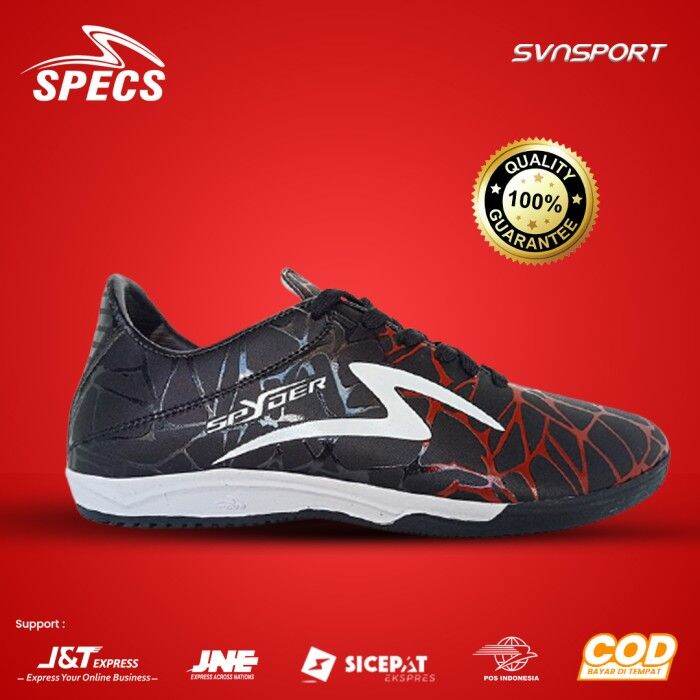 Sepatu Futsal Keren Olahraga Pria Spek Specs Spyder Black Red Fg Premium High Quality Murah