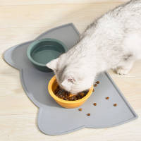 Cat Bowl Mat 17.3in ยาว 9.8in Wide Soft Anti Slip Silicone Spill Proof Pet Food Pad for Home Indoor Floor