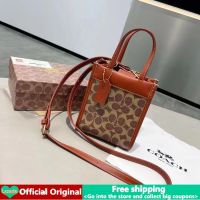 (พร้อมกล่อง) 2022 New Original COACH Reticule Handbag Women S Pu Leather Mini Tote Bag Single Sling Bag Cosmetics Bag Authentic Coach Phone Bag Cross Body Bag Shoulder Bag Korean Fashion Student Large Capacity Shopping Bag Work Bag Handle Bag Banquet Bag