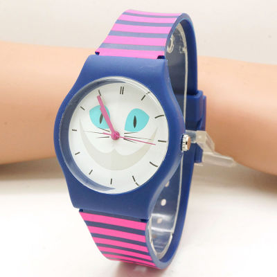 น่ารักแมวกันน้ำเด็กนาฬิกาเด็กซิลิโคนนาฬิกาข้อมือผีเสื้อยี่ห้อควอตซ์นาฬิกาข้อมือแฟชั่นสบายๆ Relógio นาฬิกา